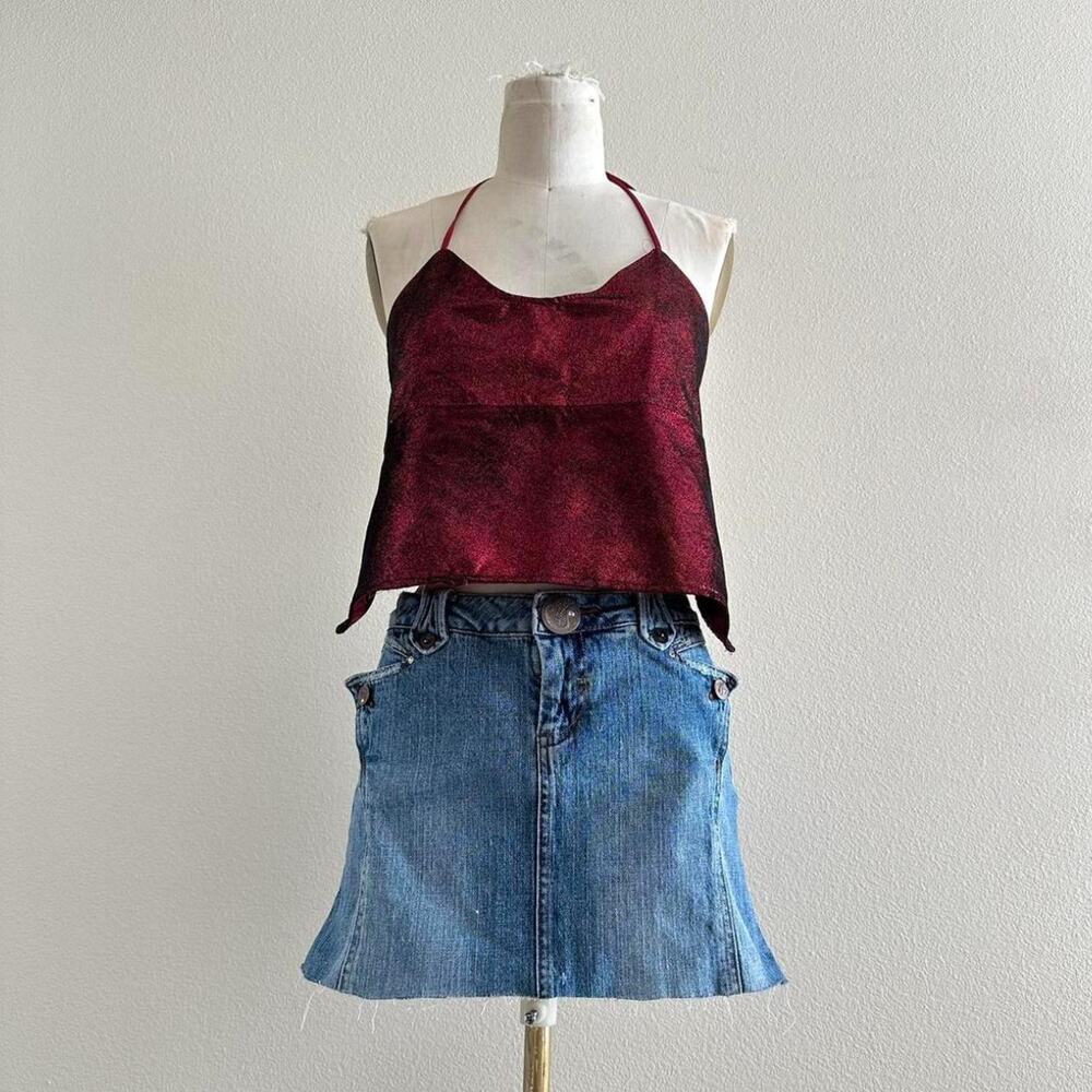 handmade red sparkly halter top